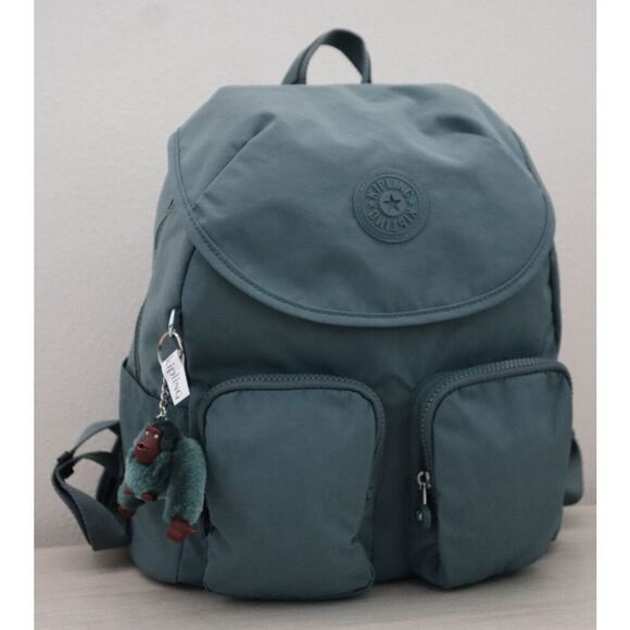 Kipling KI0365-0FE Size Medium Light Aloe Tonal Green Fiona Nylon Backpack - Picture 3 of 14